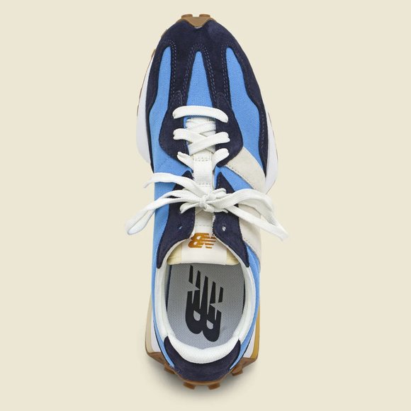 NIB New Balance 327 Sneaker Shoes Vibrant Sky/Natural Indigo Blue, Gum Outsoles - Picture 2 of 6